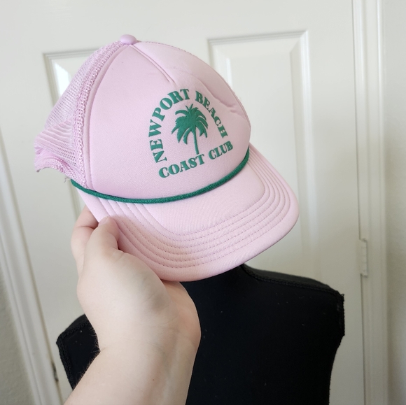 Mighty Fine Pastel Pink Newport Beach Coast Club Palm Trucker Hat - Picture 5 of 9